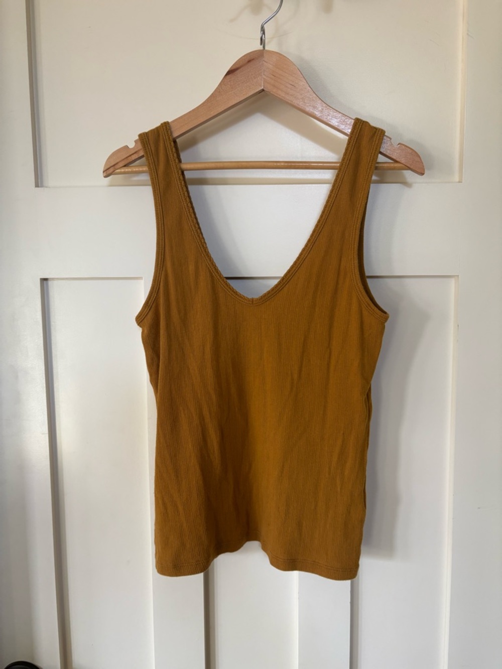 Everlane Ribbed Scoop Tank in Mustard Gold